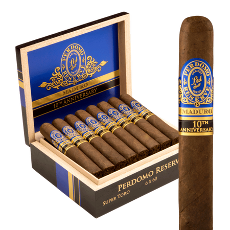 perdomo reserve 10th anniversary box pressed maduro super toro / 6 x 60